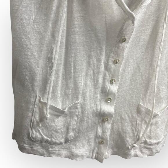 Majestic Paris White Linen Top Cardigan Size 2 Distressed - Picture 4 of 8